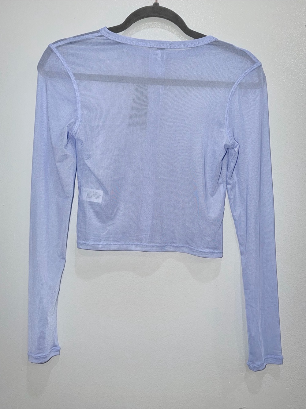 wild fable Lavender Sheer Long-Sleeve Button Crop Top - Picture 4 of 4